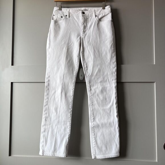 Lauren Ralph Lauren Jeans Womens 4 White Premier Straight Stretch Denim 5 Pocket - Picture 1 of 14